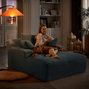 English Elm Oversized Corduroy Chaise Lounge with Pocket Spring Support Ready to Use Living Room Dark Grey W2339P442132