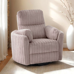 English Elm Taupe Power Glider Recliner with Swivel, 360° Rotation, Power Recline & Plush Pillow Fill Seat - Contemporary Accent Chair B2741P391176