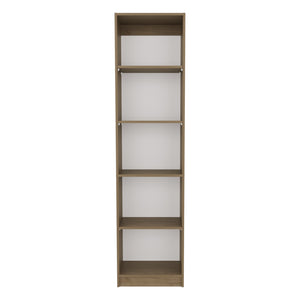 English Elm Home Slim Design Bookcase 5-Tier Narrow Shelf Unit in Natural Oak Beige MDF for Stylish Storage and Display B200P335316