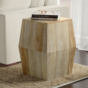 English Elm Terry Solid Mango Wood Side Table Compact Accent for Bedroom Living Room Rustic Charm Natural B136P420278