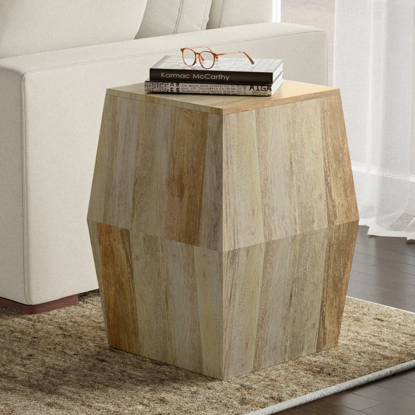 English Elm Terry Solid Mango Wood Side Table Compact Accent for Bedroom Living Room Rustic Charm Natural B136P420278