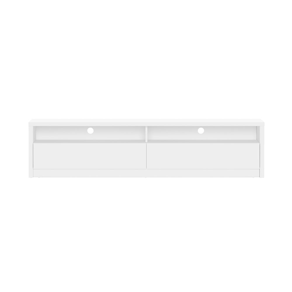 English Elm Duncan 70" TV Stand with Hidden Storage and Cable Management, Handle-Free Drawers, Easy Assembly White B365S00126