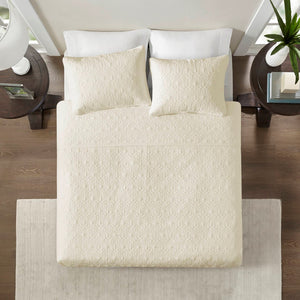 English Elm Reversible Madison Park Quebec Quilt Set King/Cal King – Cottage Stitch Texture, Prewashed Cotton Fill, Antimicrobial Protection B03597399