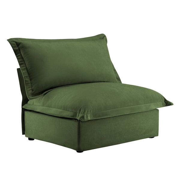 English Elm Koala Armless Chenille Sofa Deep Seat Wraparound Pillows for Modern Living Rooms Green W3041P240136
