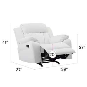 English Elm Elegant PU Recliner Chair with Padded Arms and Compact 41"H x 38"W x 37"D Comfort for Small Spaces White 26 L x 39 W x 30 H B078108394