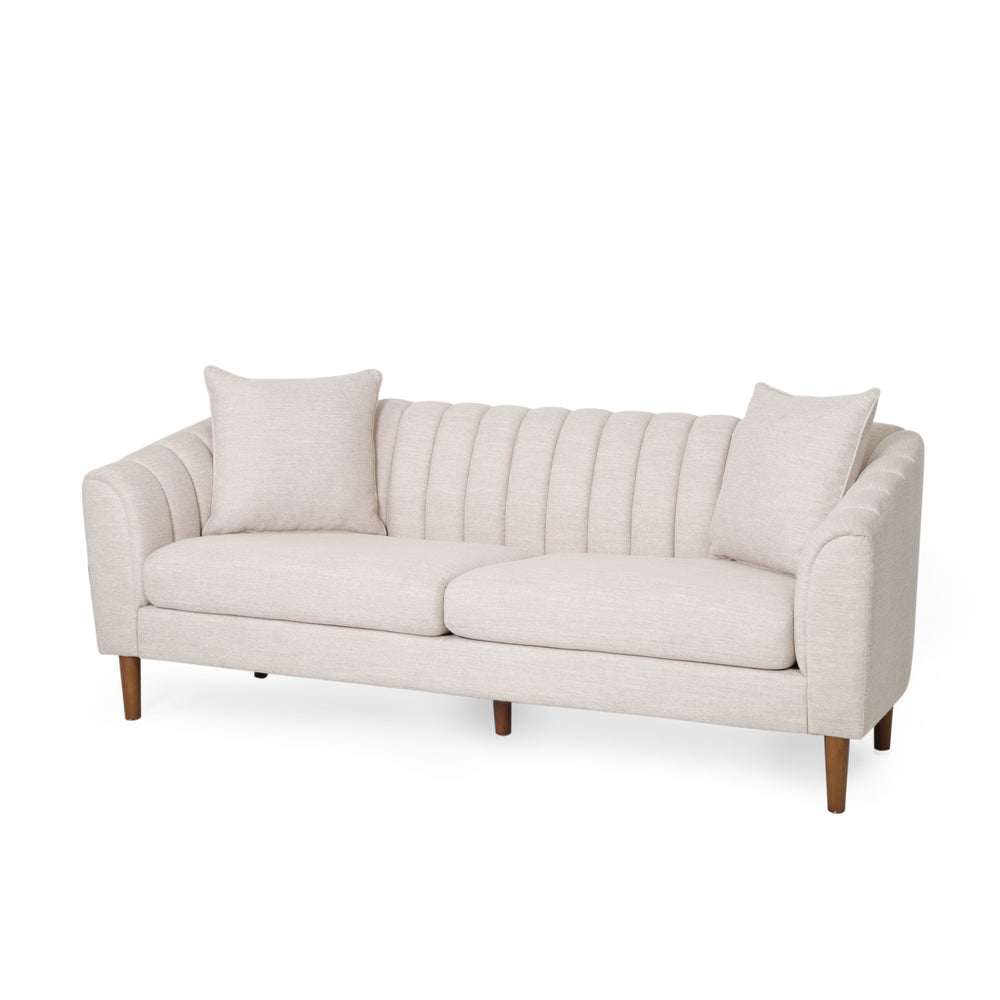 English Elm Christopher Knight Home® - 66957.00Abge_66957.00Bbge Elegant 3-Seater Sofa With Plush Beige Fabric, Accent Pillows & Modern Design N771P202526M_N771P202529M
