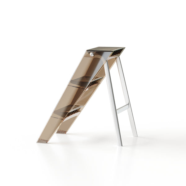 English Elm Home Foldable Ladder Frame multi-use ABS+Steel stool side table bookshelf anti-slip compact stand Transparent W3318P308250