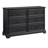 English Elm Modern Farmhouse 6-Drawer Chest Of Drawers For Bedroom, Wooden Bedroom Drawer Dresser With 6 Storage Drawers,6 Drawer Dresser Chests For Bedroom Black