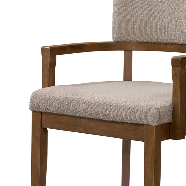 English Elm Christopher Knight Home® - Mid Mid Century Modern Boucle Dining Chairs with Wood Frame, U-Shape Arms, High-Density Foam Comfort khaki,Walnut N771P331337T
