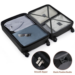 English Elm Luggage Set of 3 Abs Hard Shell Suitcases with Spinner Wheels and Built in Cup Holder Black N726P296016A