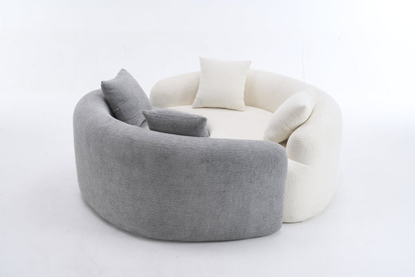 English Elm LY-042 Zen-Inspired S-Curved Dual-Depth Loveseat with Chenille Upholstery, Ready-to-Use Comfort Light Gray W2231P329726