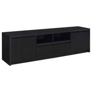 English Elm Sloat Matte Black Three Piece Entertainment Center with Media Towers for Large Tvs B062S01707