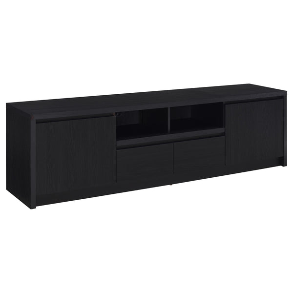 English Elm Sloat Matte Black Three Piece Entertainment Center with Media Towers for Large Tvs B062S01707