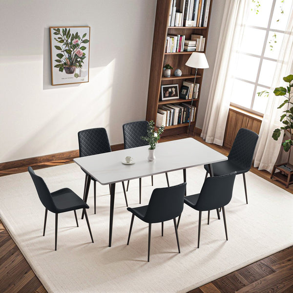 English Elm Black Pu Leather Dining Chair Set Of 4 - Modern, Ergonomic, Durable With Metal Legs For Comfort T3967P379333