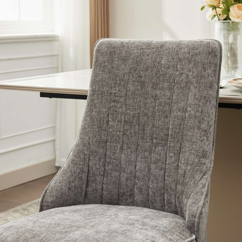 English Elm Rayon Channel-Back Chenille Dining Chairs Set Of 2 - Plush Upholstered Accent Chairs With Gold Legs W1143P293314-GIGA