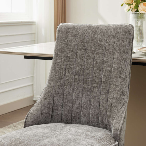 English Elm Rayon Channel-Back Chenille Dining Chairs Set Of 2 - Plush Upholstered Accent Chairs With Gold Legs W1143P293314-GIGA