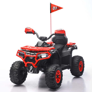 English Elm 24v Ride on Atv for Kids with Dual Motors Led Lights Bluetooth and Rugged Wide Wheelbase Red W3822P390488