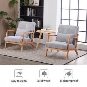 English Elm Mid-Century Upholstered Accent Chair Light Gray — Ergonomic Solid Wood Frame, Cozy Reading Pillow, Versatile Home Seating W2989P295270