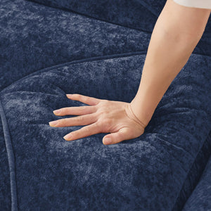 English Elm 110''boneless Velvet Sectional Sofa Modular Cloud Seating with Tufted Cushions for Living Rooms Blue W714S01619