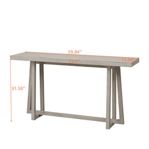English Elm 59.84'' Console Table with Sturdy Construction and Weather-Resistant Finish for Entryway, Patio, Hallway Grey W757P246399