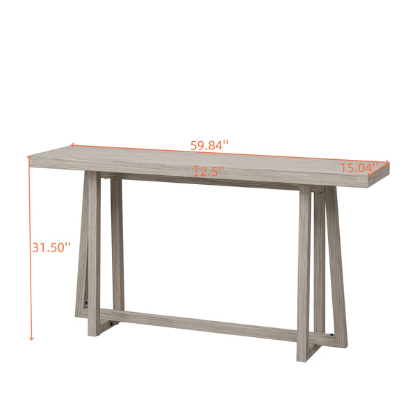 English Elm 59.84'' Console Table with Sturdy Construction and Weather-Resistant Finish for Entryway, Patio, Hallway Grey W757P246399