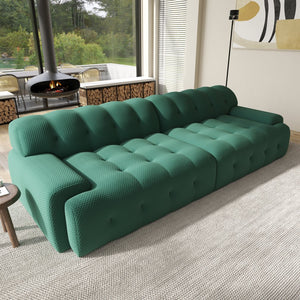 English Elm Bubble Sectional Sofa - Modern 3D-Knitted Loveseat In Green For Stylish Comfort And Relaxation B341S00017