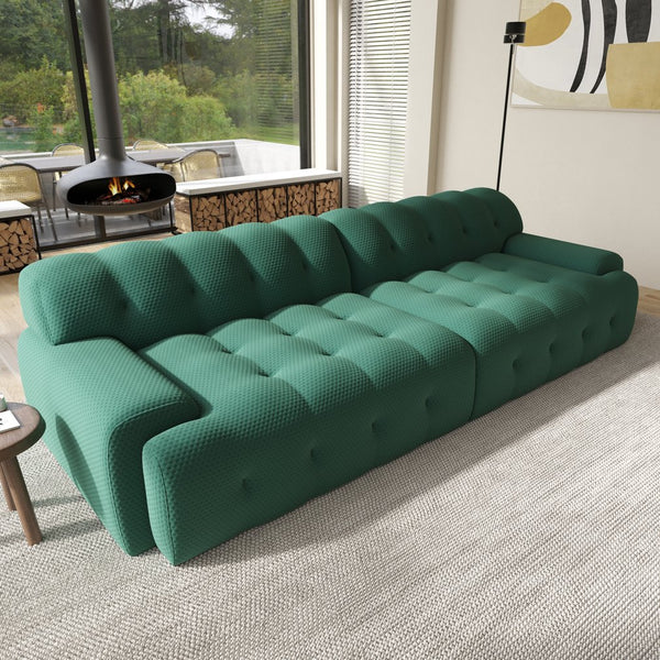 English Elm Bubble Sectional Sofa - Modern 3D-Knitted Loveseat In Green For Stylish Comfort And Relaxation B341S00017
