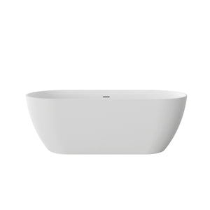 English Elm 63" Stone Resin Freestanding Soaking Tub Matte Sculpted Surface for Spa Bathroom W1920P412393