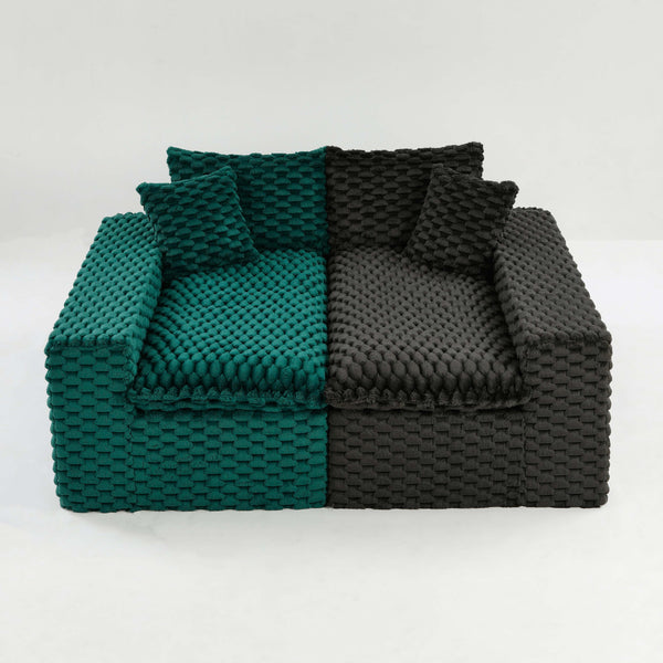 English Elm Luxury Color-Block Turtle Velvet Sofa - Versatile & Stylish Seating For Cozy Living Room Gatherings W3371S00052