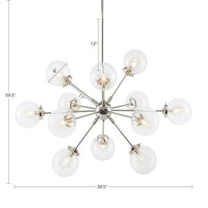 JLA Home INK+IVY - 12-Light Sculptural Chandelier with Oversized Clear Globes, Adjustable Drop for Dining & Foyer Ambiance Silver II150-0077