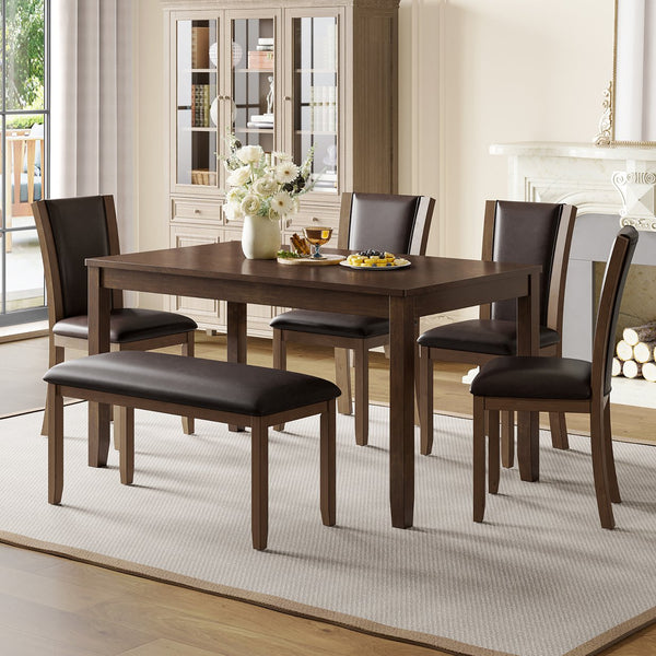 English Elm Dining Chairs Set of 4 Rubberwood Frame with Padded Faux Leather Ergonomic Seats Dark Walnut W1998P248105