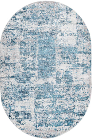 Unique Loom Finsbury Elizabeth Machine Made Abstract Rug Blue, Ivory/Gray/Light Blue 5' 3" x 8' 0"