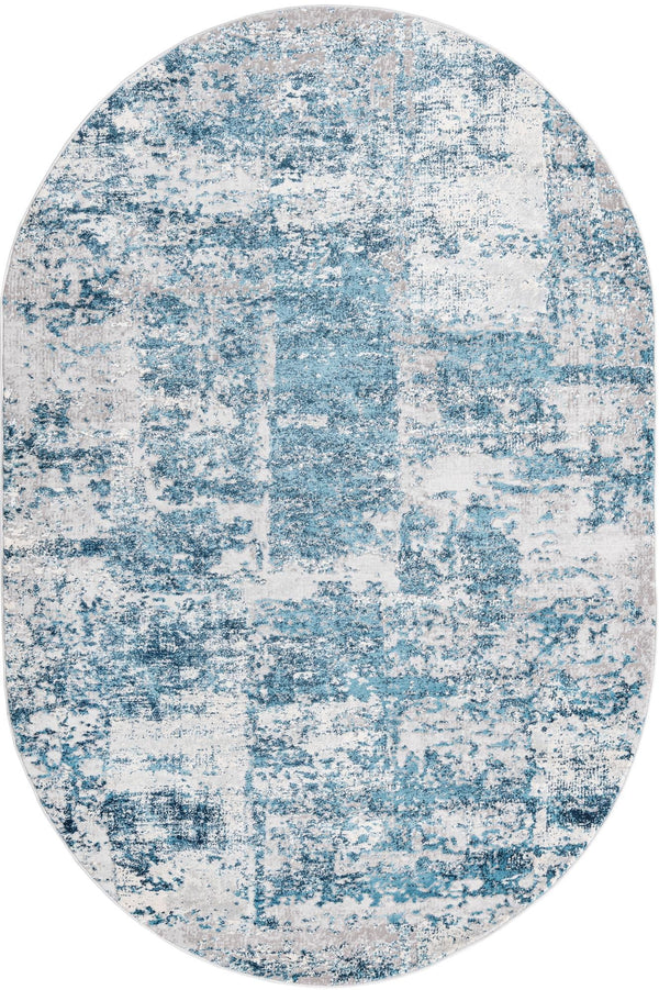 Unique Loom Finsbury Elizabeth Machine Made Abstract Rug Blue, Ivory/Gray/Light Blue 5' 3" x 8' 0"