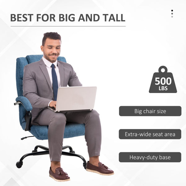 English Elm Vinsetto Big & Tall Office Chair - 500Lbs Capacity, Adjustable Height, Linen Upholstery & Swivel Wheels W2225P217953-GIGA