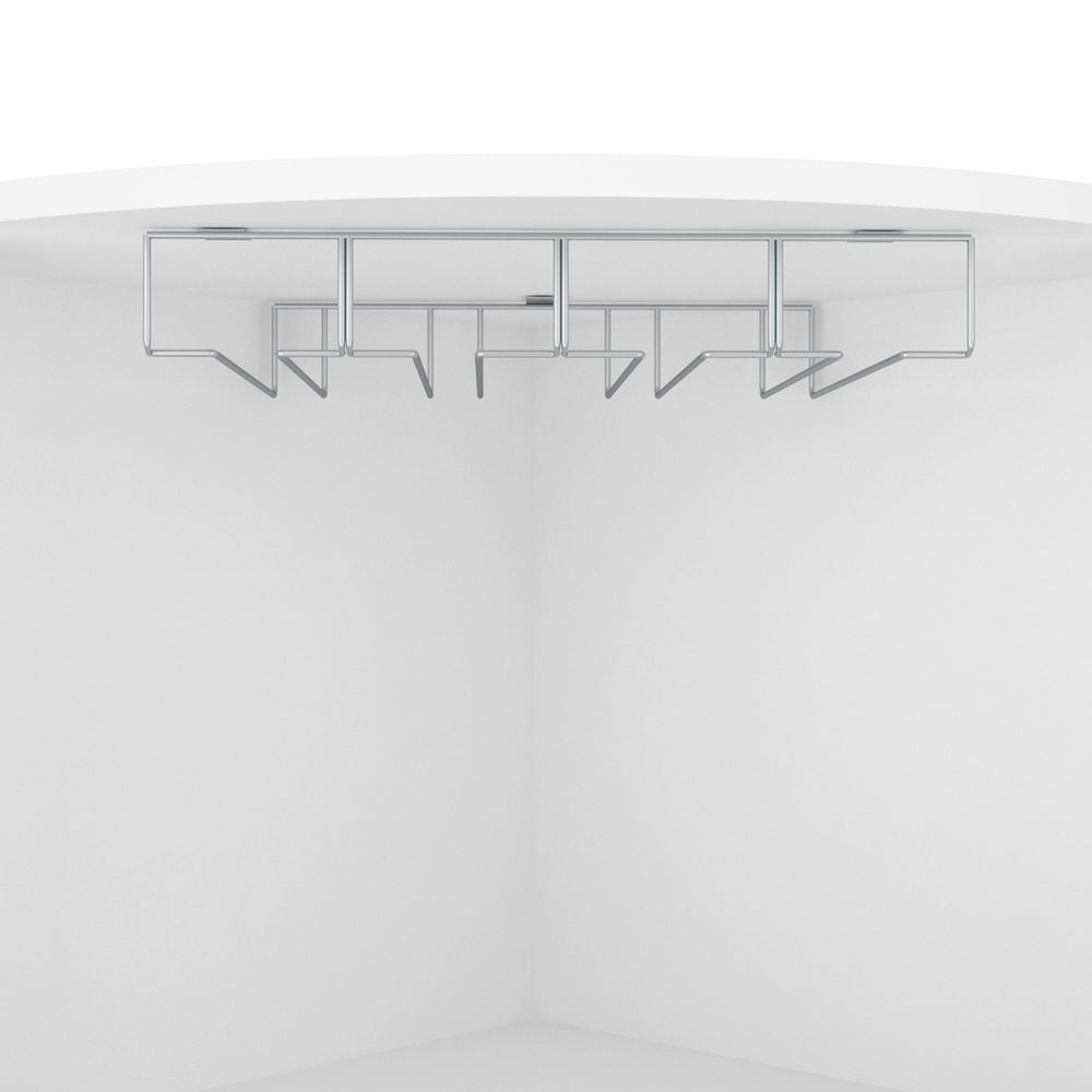 English Elm Syrah Corner Bar Cabinet White with 8 Bottle Cubbies, 12-Glass Rack & 2 Shelves, Space-Saving Design B070102687