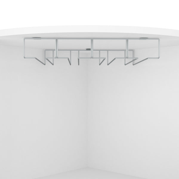 English Elm Syrah Corner Bar Cabinet White with 8 Bottle Cubbies, 12-Glass Rack & 2 Shelves, Space-Saving Design B070102687