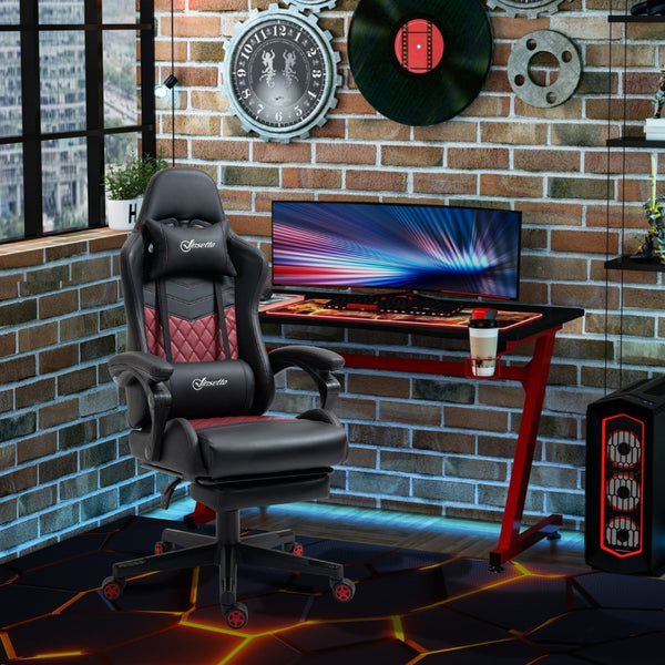 English Elm Vinsetto Racing Gaming Chair - Ergonomic Pu Leather Recliner With Lumbar Support & Footrest, Black W2225P217512-GIGA