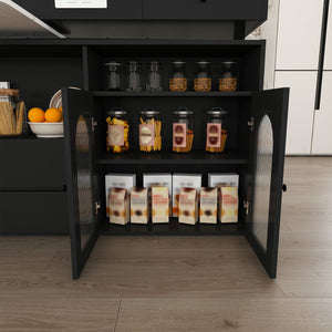 English Elm Kitchen Island Marble Veneer Retro Style Rotating Expandable Top Built-in Outlets Mdf Black W2700S00119
