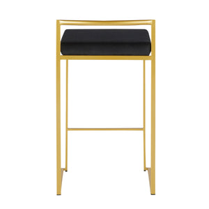 English Elm Fuji Glam Contemporary Counter Stools Set Of 2 – Gold Frame & Black Velvet Cushion For Luxe Comfort B202P221914