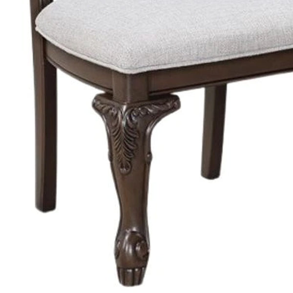 English Elm Cary Button-tufted Linen Dining Chairs Set of 2 Scrolled Wood Traditional Style B056P417079