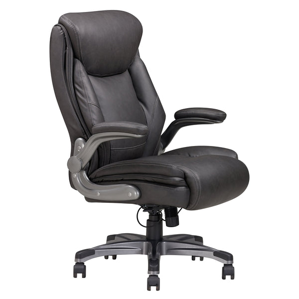 English Elm Modern Ergonomic Executive Office Chair Gray Bonded Leather Mesh Texture Adjustable Armrests Wheels B2741P281461