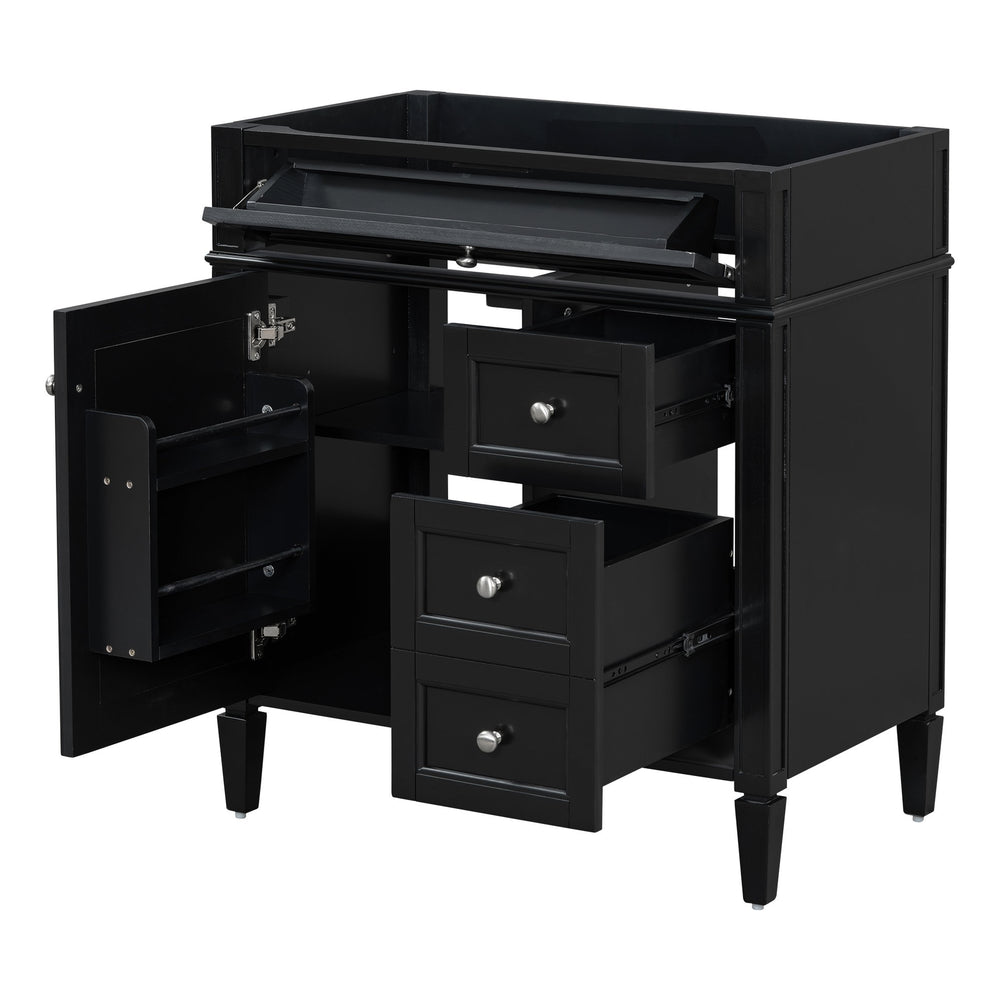 English Elm 30'' Modern Bathroom Vanity Cabinet With 2 Drawers, Tip-Out Storage & Adjustable Shelves, Stylish Design N710P250685B