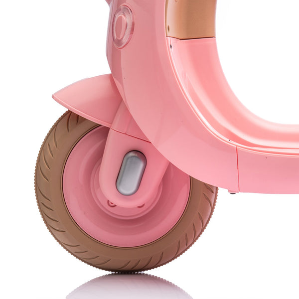 English Elm 12v Dual Motor Two Seater Kids Electric Ride on Motorcycle with Bluetooth Led and Trunk Pink W1578P268012