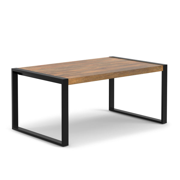English Elm McKenzie Solid Mango Wood Dining Table Light Tobacco Finish with Black Iron Legs, 66"x40" Rustic Modern B136P203503
