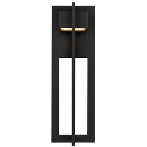 English Elm 18 Inch Matte Black Integrated Led Outdoor Sconce with Sandblast Glass Diffuser B370P414031