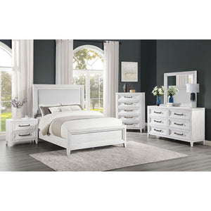 English Elm Avril Distressed White 2-Drawer Nightstand with Stepped Drawer Design, Rustic Chic Bedside Storage B062P299829
