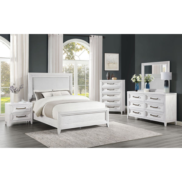 English Elm Avril Distressed White 2-Drawer Nightstand with Stepped Drawer Design, Rustic Chic Bedside Storage B062P299829