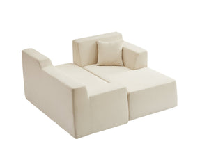 English Elm Modern Corduroy L-shaped Sectional Sofa with High Back for Minimalist Living Rooms W3396P415596