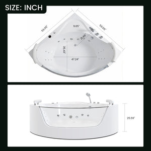 English Elm Korra Two Person Corner Whirlpool Tub Acrylic 16 Jet Spa with Heater and Chromotherapy W5619P449939