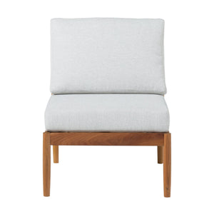 English Elm Walker Edison - Modern Outdoor Spindle Style Armless Sectional crafted from responsibly sourced eucalyptus with weather-resistant linen cushions and easy assembly instructions for durable, eco-friendly patio comfort Natural 37 L x 28 W x 14.5 H B185P326699